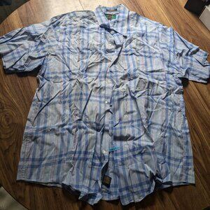 Colours by Alexander Julian men's L short sleeve button down 16-16.5, blue plaid